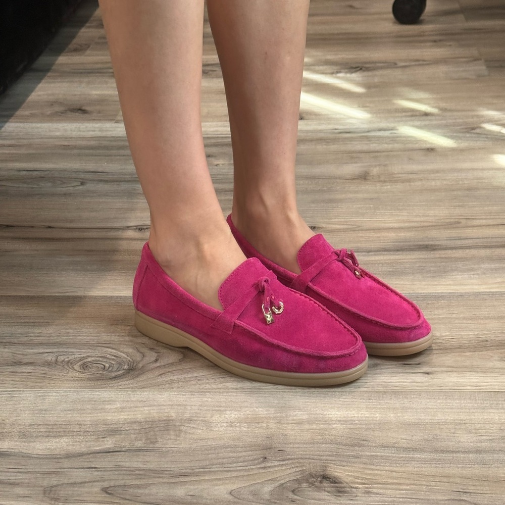 Women's Pink Suede Loafers